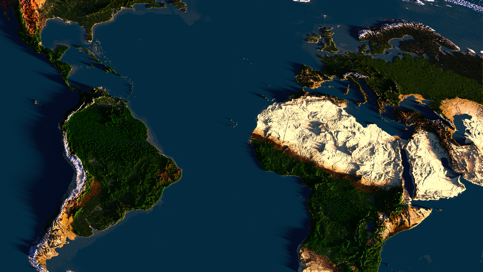 Chuncky Render of the 1:1000 Earth Map